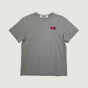 Comme des Garcons Play T-Shirt Double Heart Grey Large